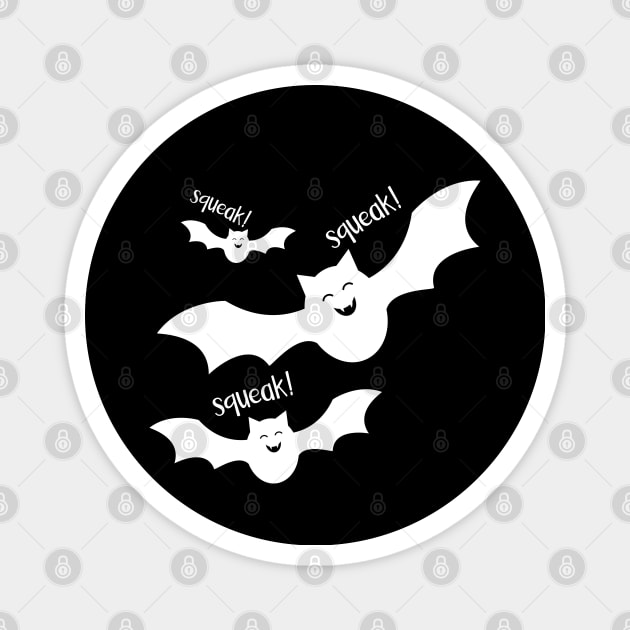 Squeaky Halloween Bat Design Shirt and Onesie Magnet by HungryDinoDesign